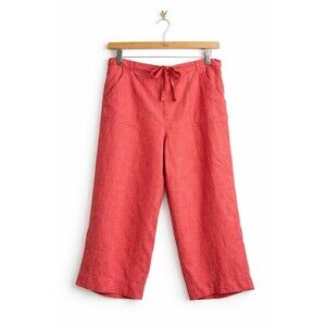 Linden Hill Women’s 100% Linen Wide Leg Pants Size 18 Red Drawstring